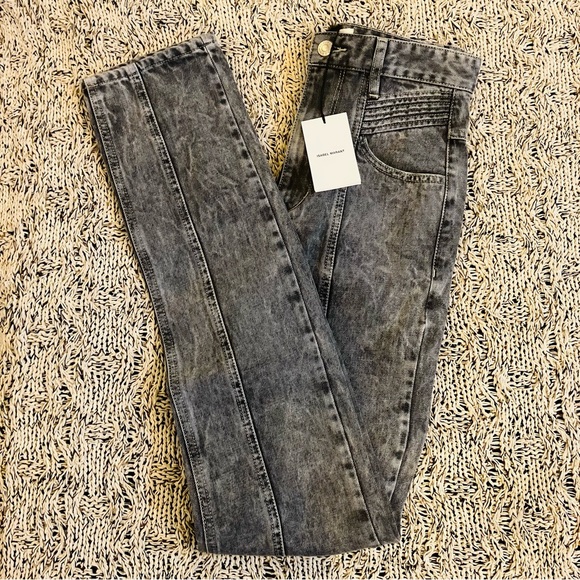 Isabel Marant NWT Hominy High Waist Slim Grey Jeans 42 Pin Tuck - Picture 7 of 8